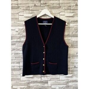 Chelsea Cambell || Vintage Merino Wool Black Button up Sleeveless Vest